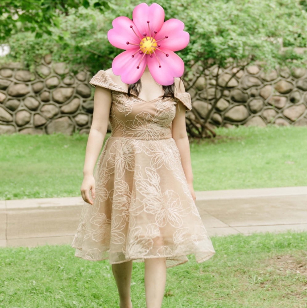 Off the shoulder floral tulle dress